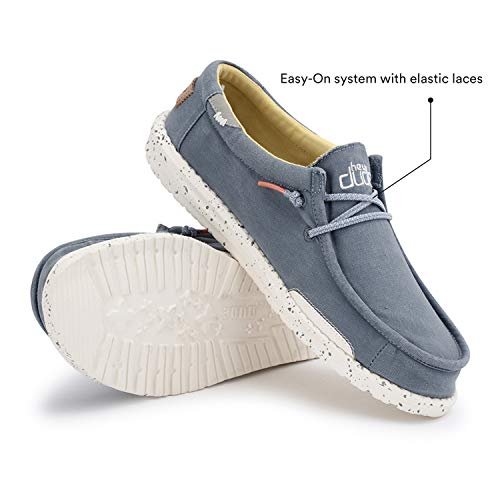 Hey Dude Wally Washed - Men's Blue Stone Yellow - yellow Shoe Deals Outlet