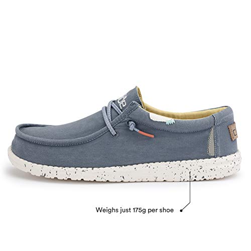 Hey Dude Wally Washed - Men's Blue Stone Yellow - yellow Shoe Deals Outlet