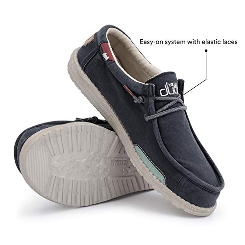 Hey Dude Wally Washed - Men's Blue Space Shoe Deals Outlet