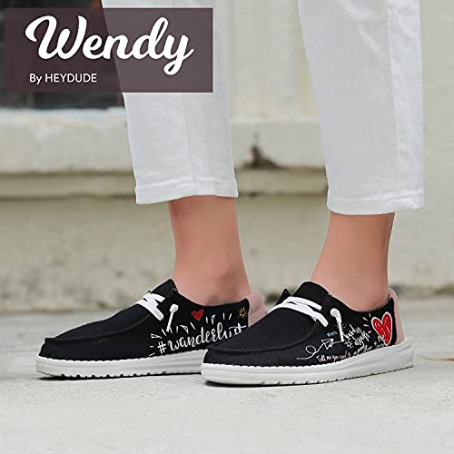 Hey Dude Wendy - Women's Doodle Black Shoe Deals Outlet