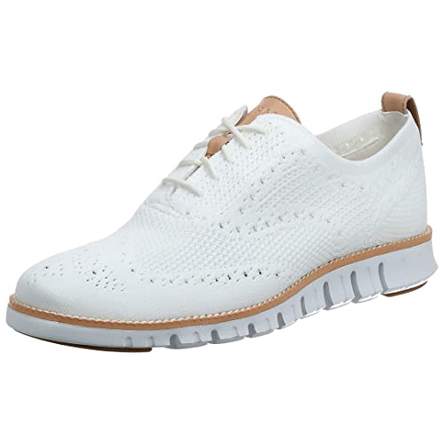Cole Haan ZeroGrand Stitchlite Wingtip Oxford - Men's Optic White Knit/White Shoe Deals Outlet