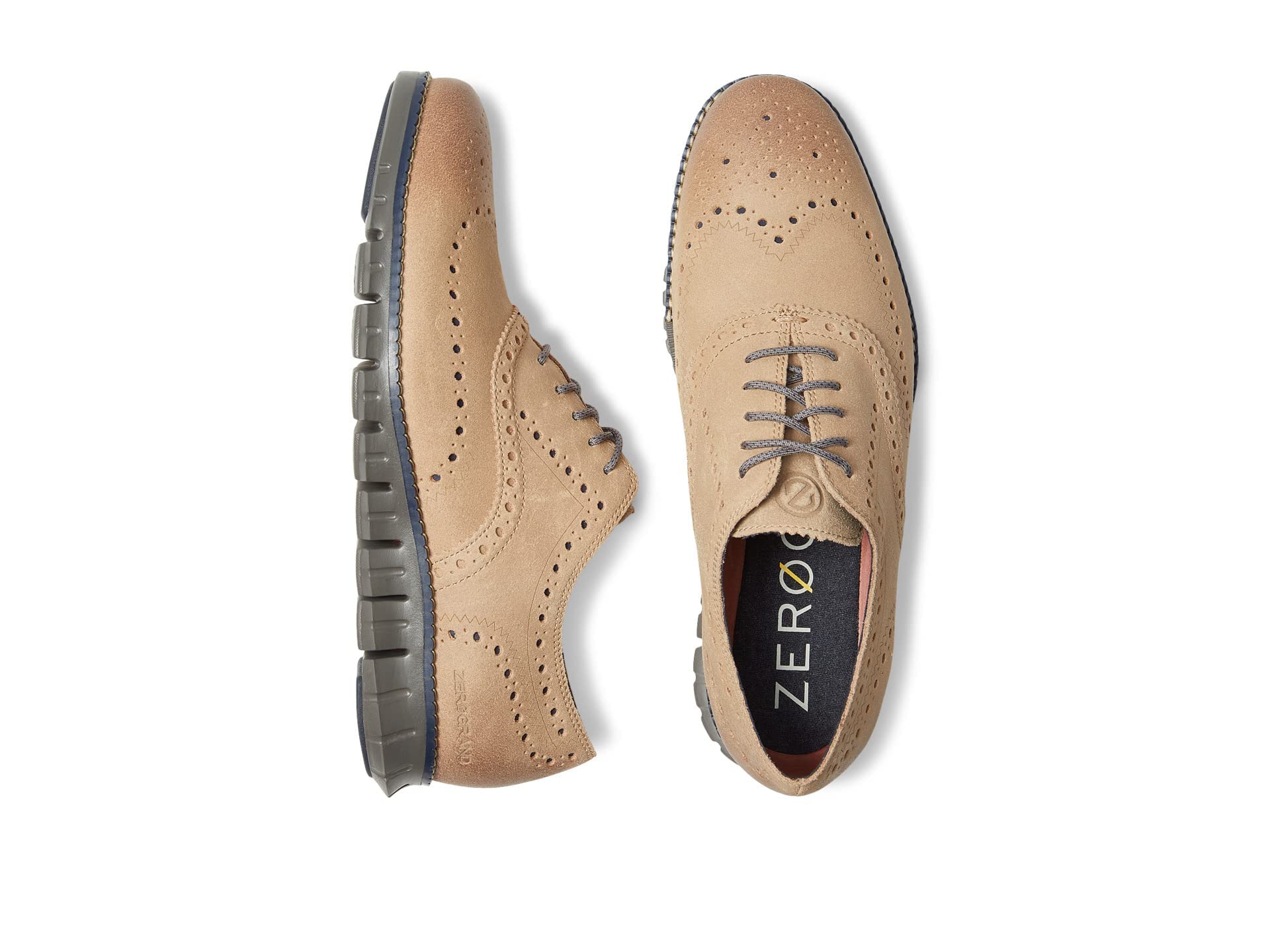 Cole Haan ZeroGrand Wingtip Oxford Seasonal Colors - Men's Birch/Charcoal Gray Shoe Deals Outlet