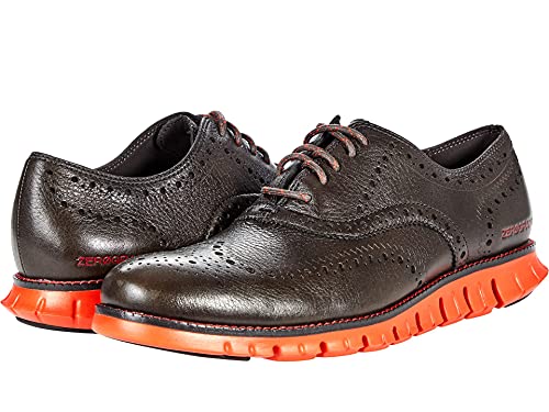 Cole Haan ZeroGrand Wingtip Oxford Seasonal Colors - Men's Water Resistanten Brown/Blood Orange Shoe Deals Outlet
